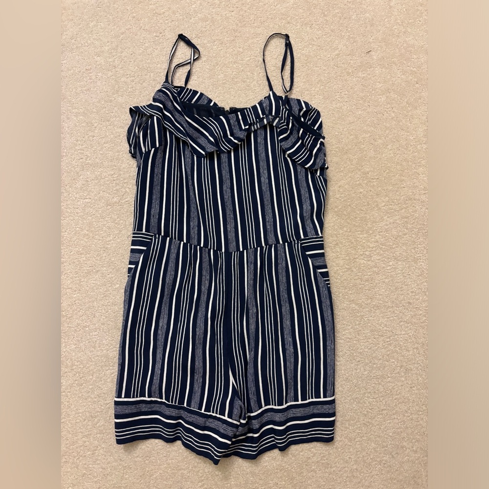 LOFT Navy striped romper